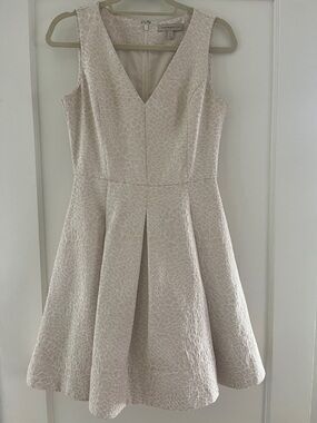 Banana Republic Sleeveless V-Neck Fit & Flare Dress in Light Beige